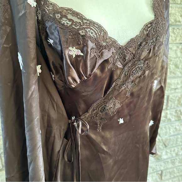Morgan Taylor intimates women M two-piece robe nightgown chocolate NWT - Picture 9 of 14